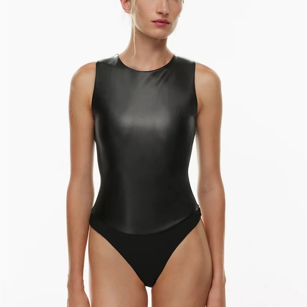 Aritzia TEN by Babaton vegan leather body suit in Black